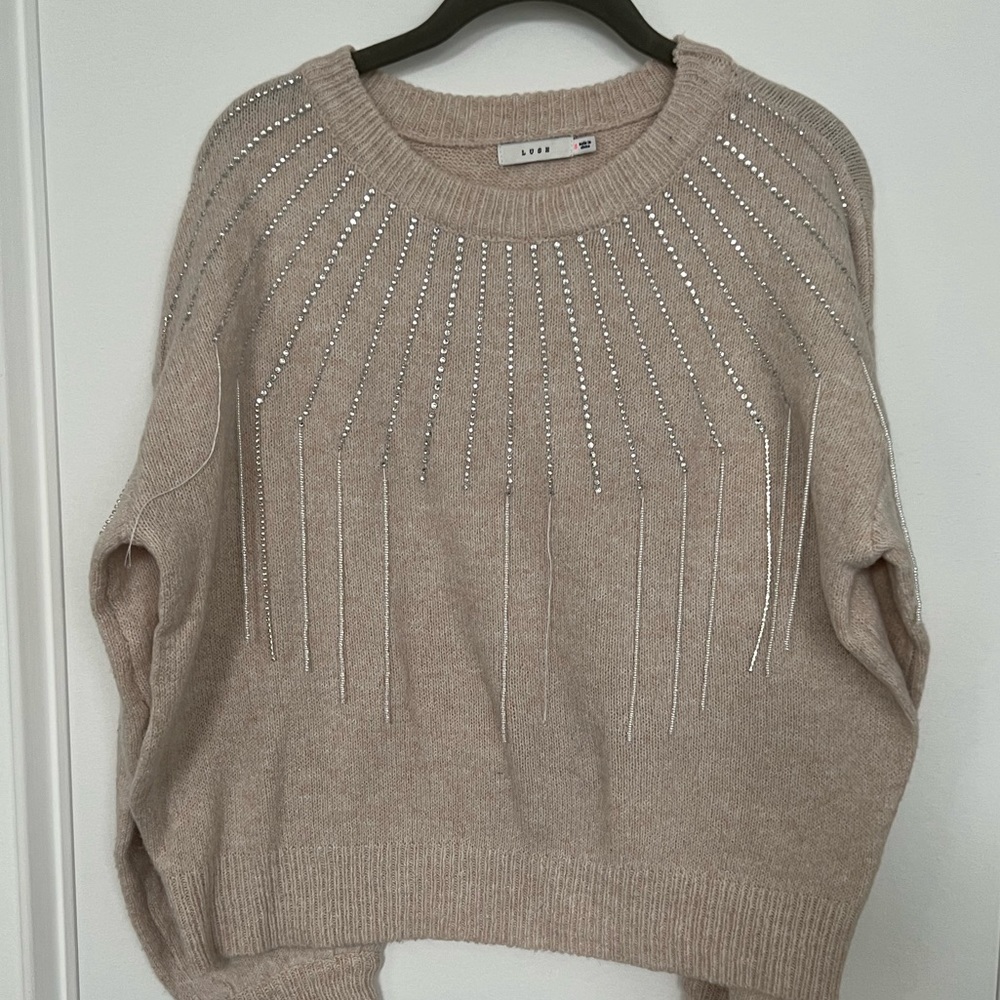 LUSH WOMENS SWEATER EMBELLISHED SIZE SMALL